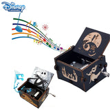 Nightmare Before Christmas Jack Skellington Music Box Vintage Laser Engraved Wooden Hand Crank Music Box Halloween Birthday Gift